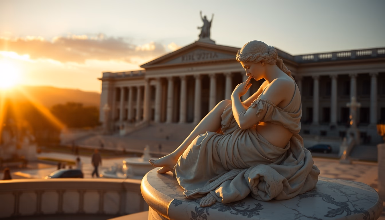 pieta marble in editorial style