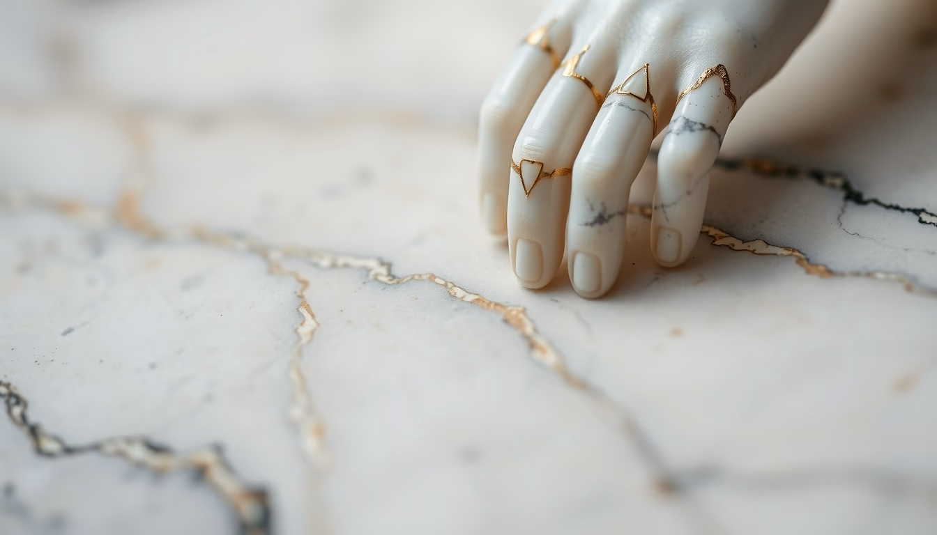 pieta marble in editorial style