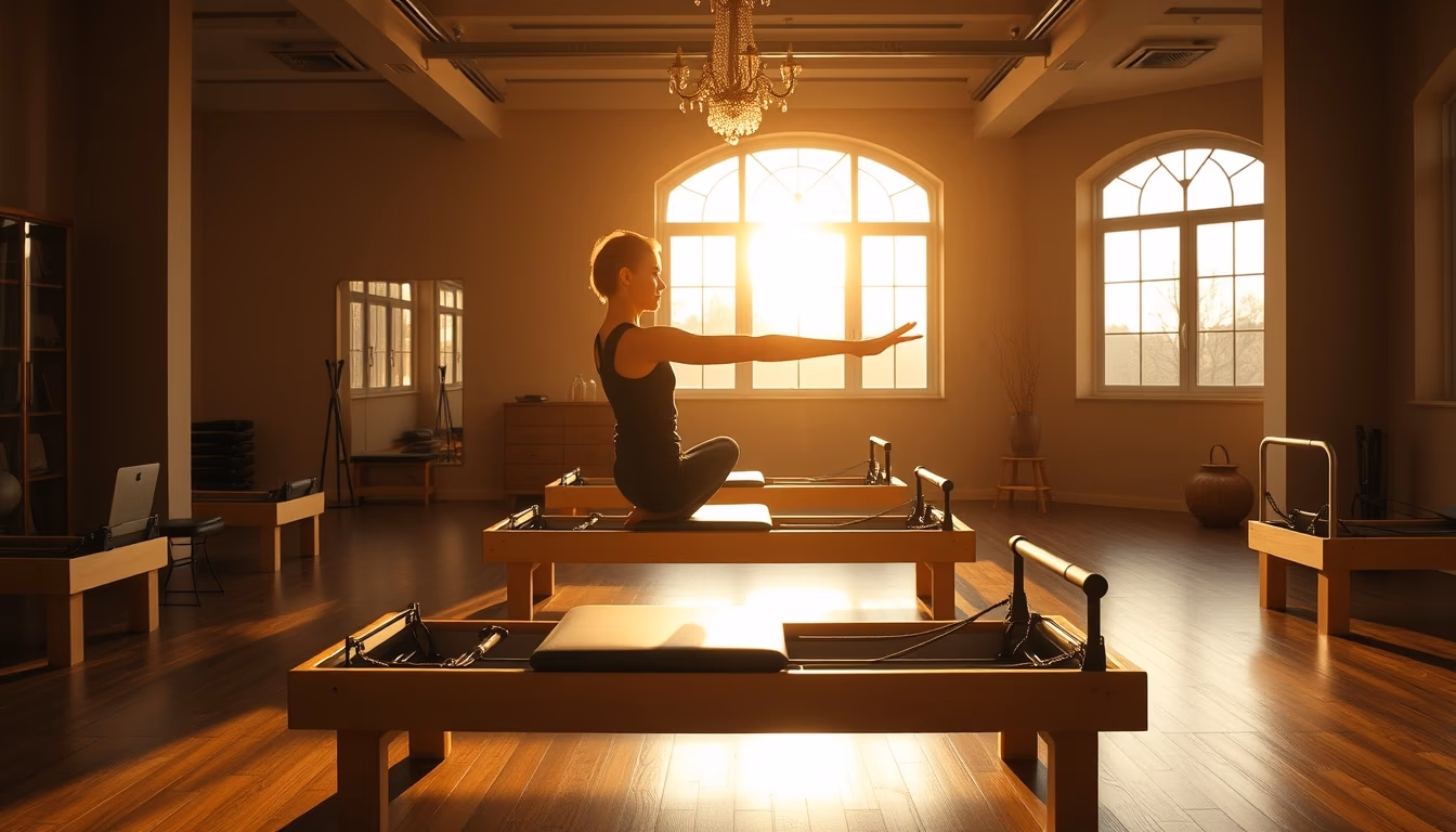 pilates reformer studio in editorial style