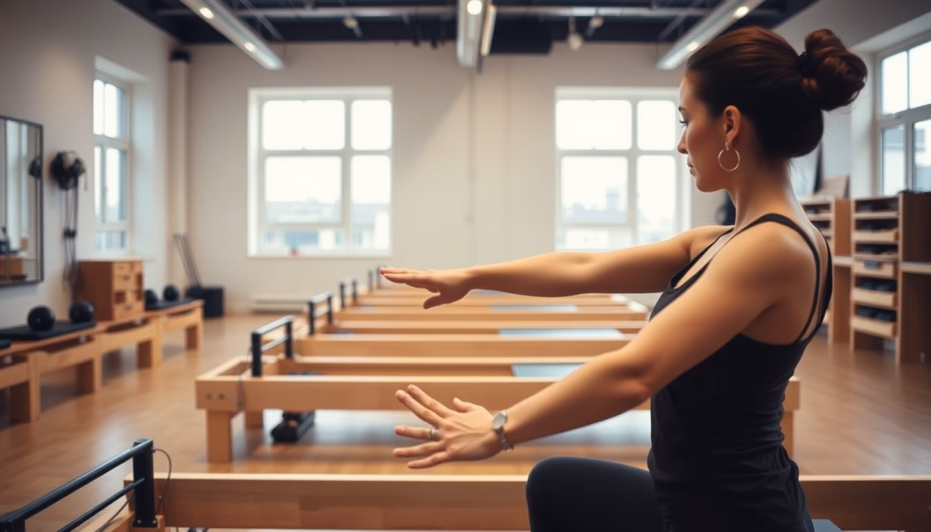 pilates reformer studio in editorial style