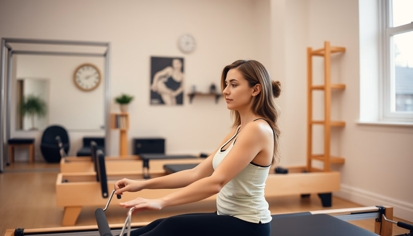 pilates reformer studio in editorial style