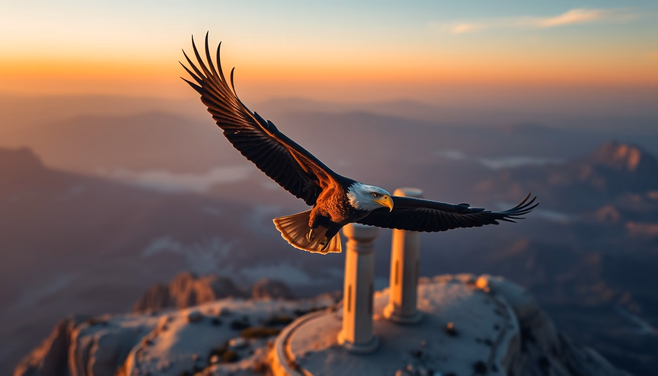 pillars of creation eagle in editorial style