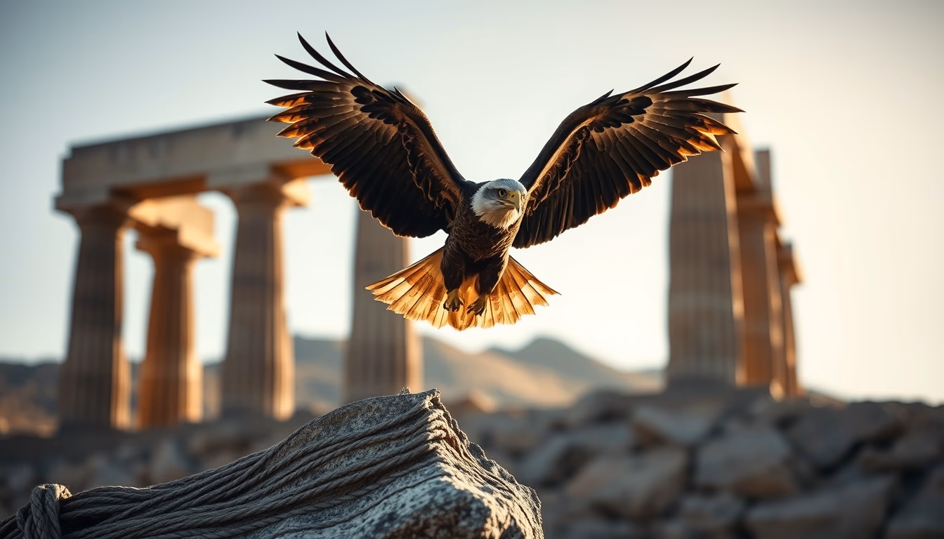 pillars of creation eagle in editorial style