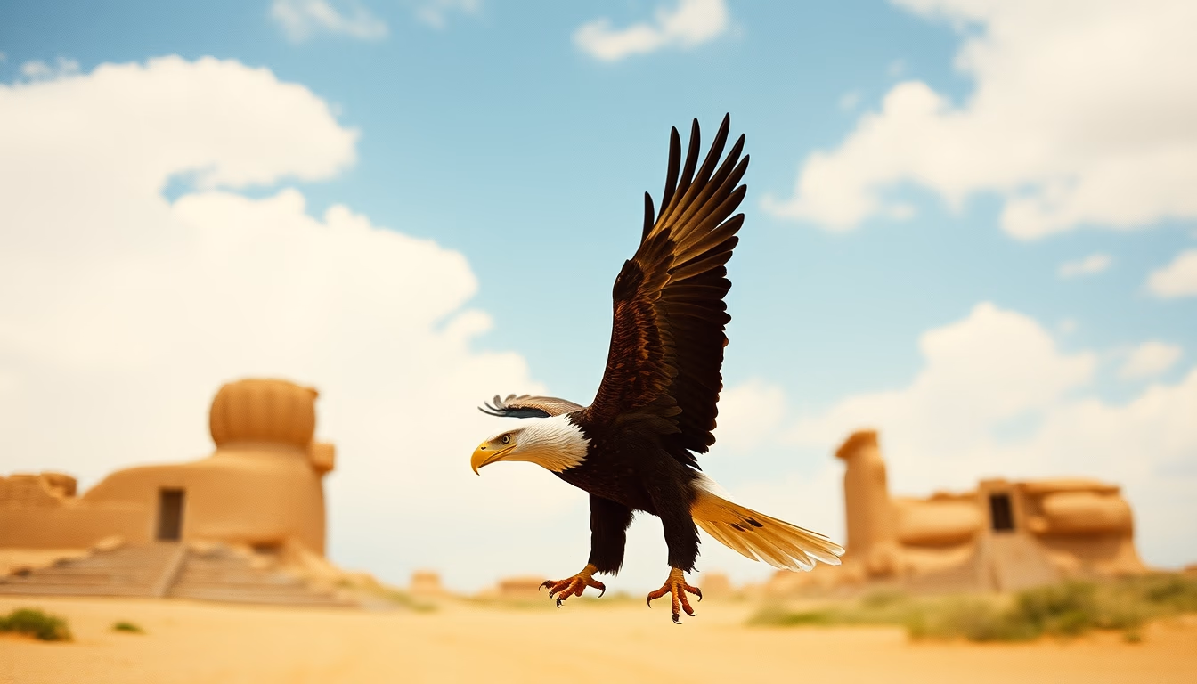 pillars of creation eagle in editorial style