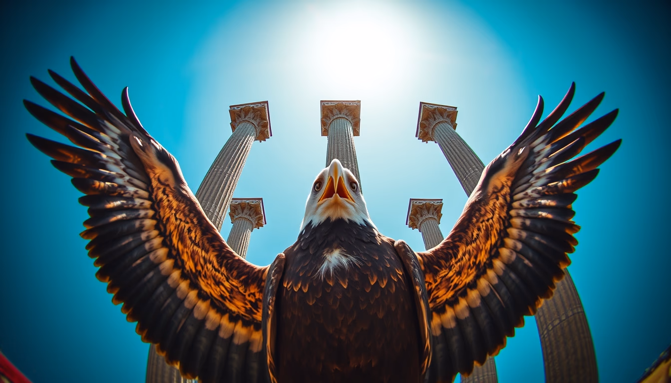 pillars of creation eagle in editorial style