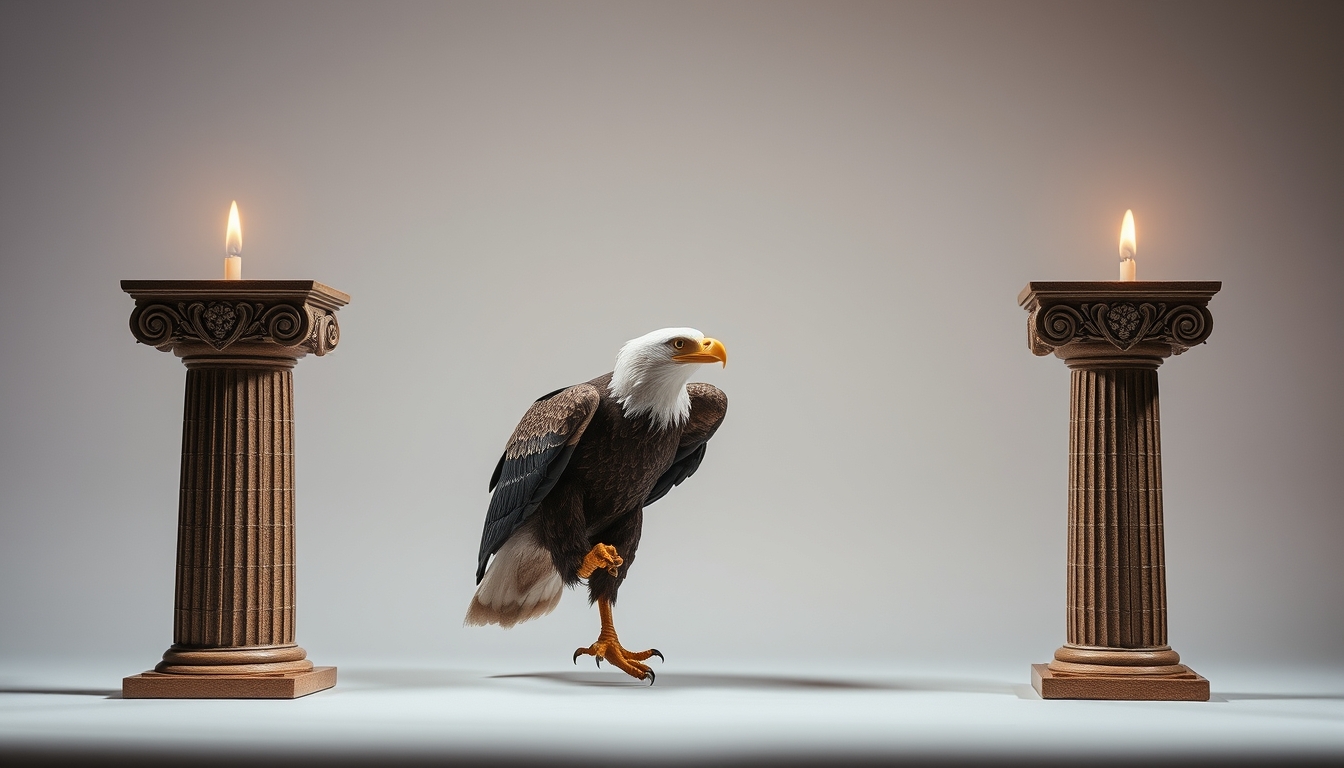 pillars of creation eagle in editorial style