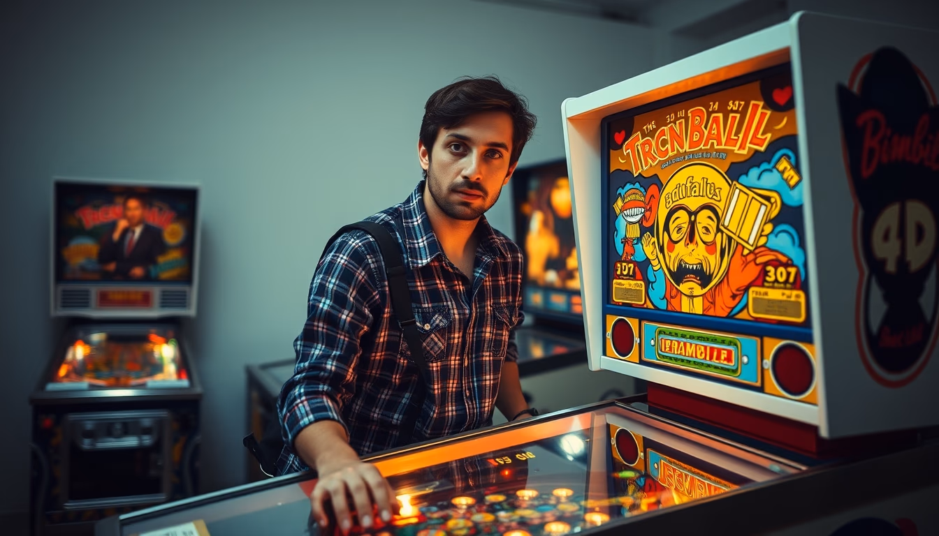 pinball machine 1970s in editorial style
