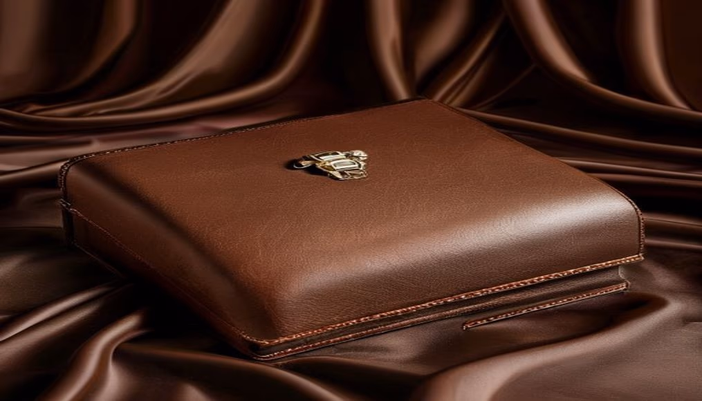 Pineider milano leather portfolio em fotografia editorial de luxo