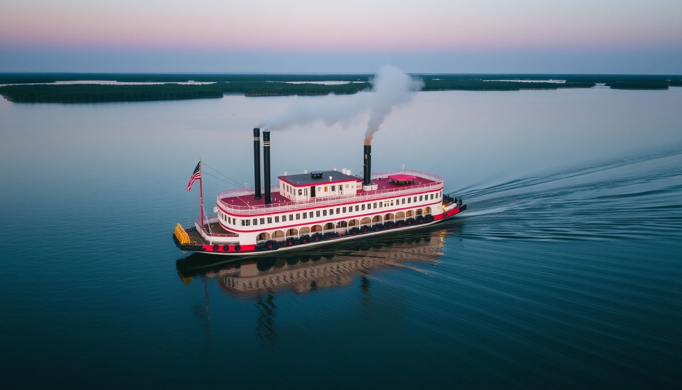pioneer steamboat mississippi in editorial style