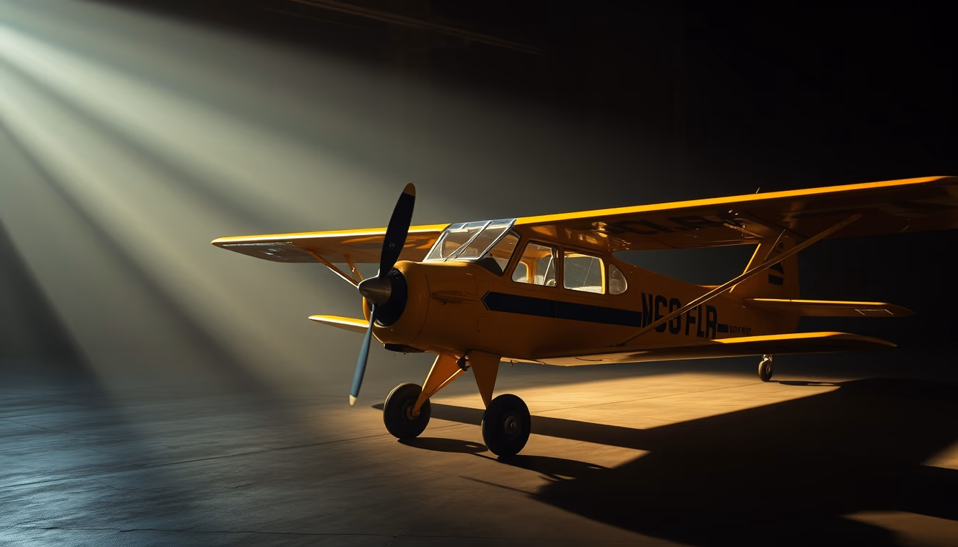 piper cub vintage in editorial style