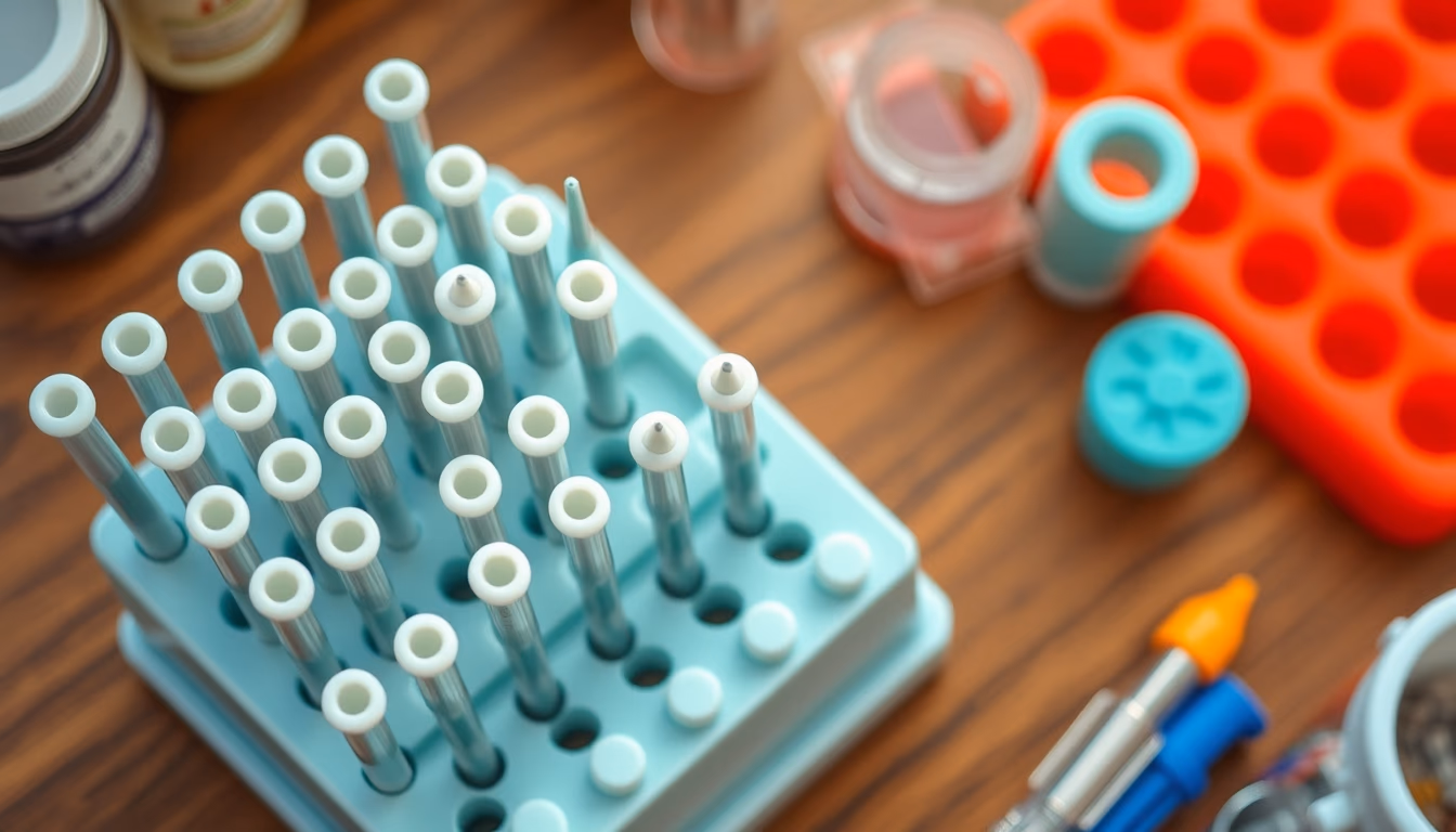 pipette tips rack in editorial style