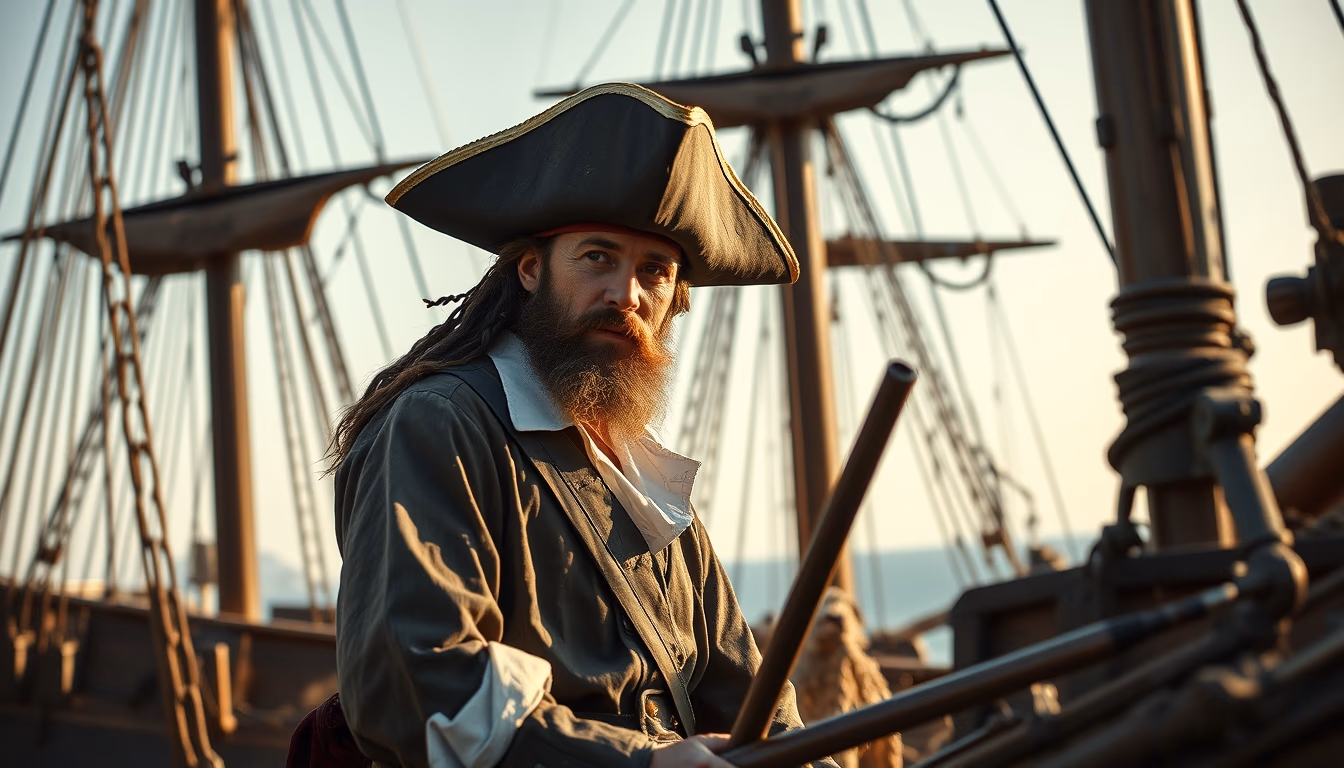 Pirate ship reconstruction em estilo editorial