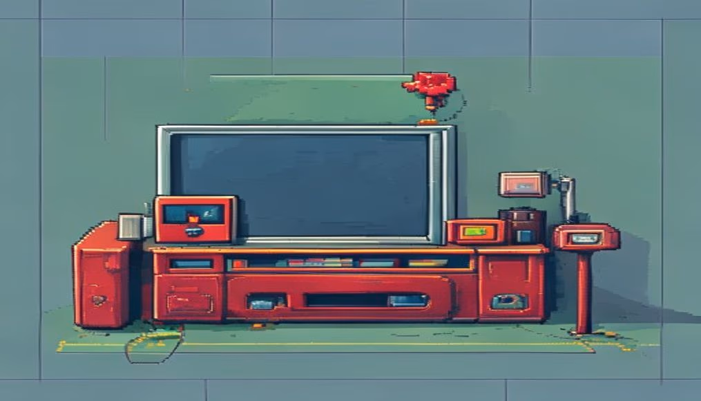 Pixel art retro game em estilo editorial