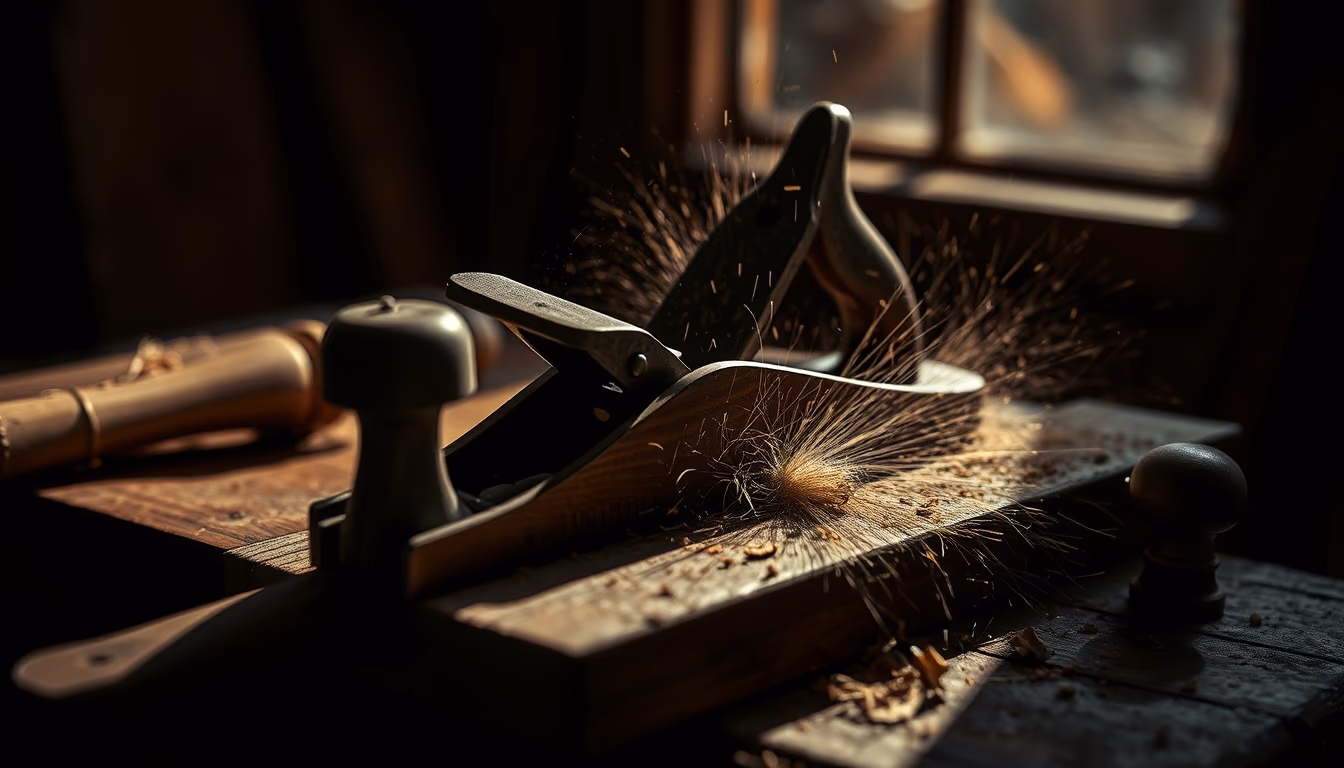 plane wood shaving in editorial style