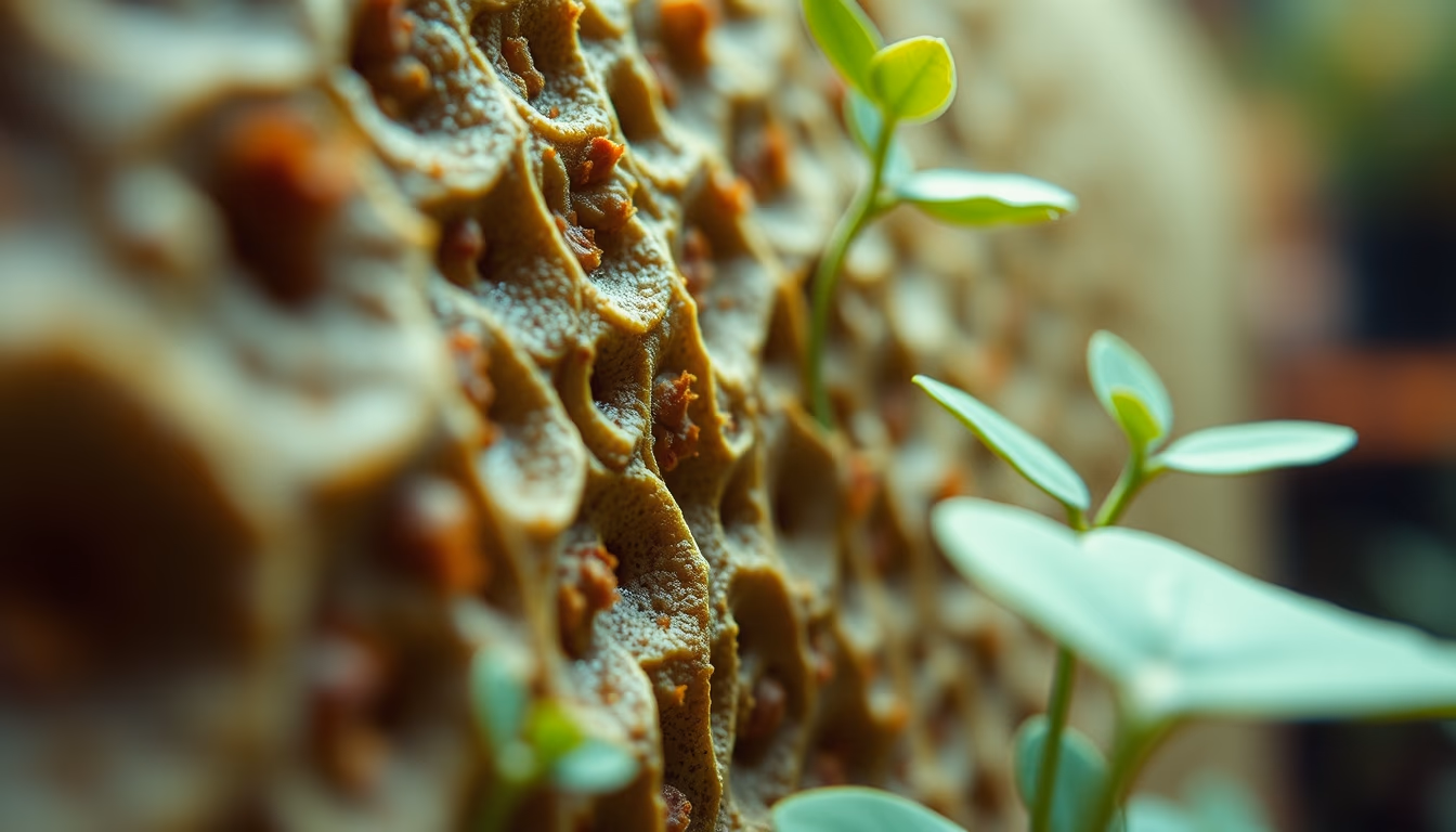 plant cell wall closeup in editorial style
