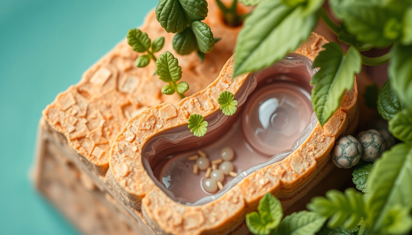 plant cell wall closeup in editorial style