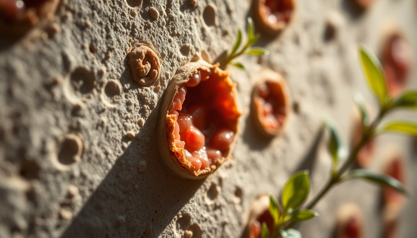 plant cell wall closeup in editorial style