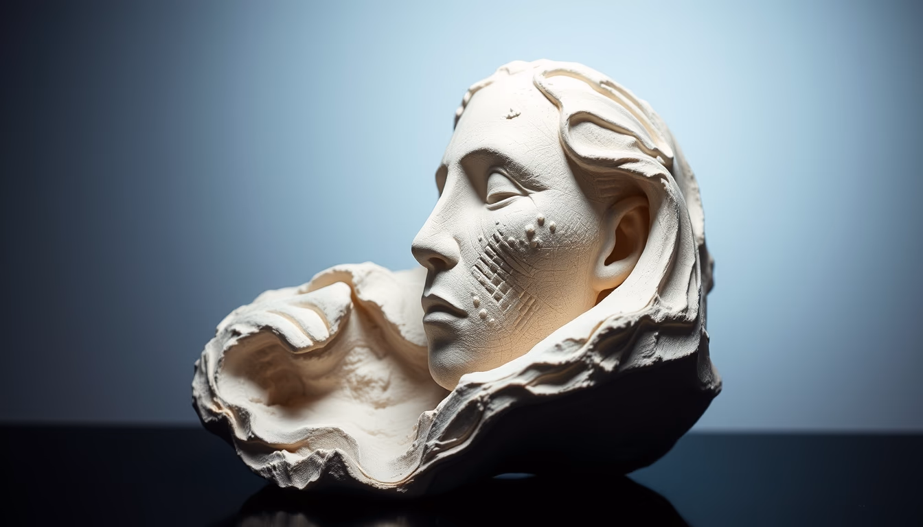 plaster mold sculpture in editorial style