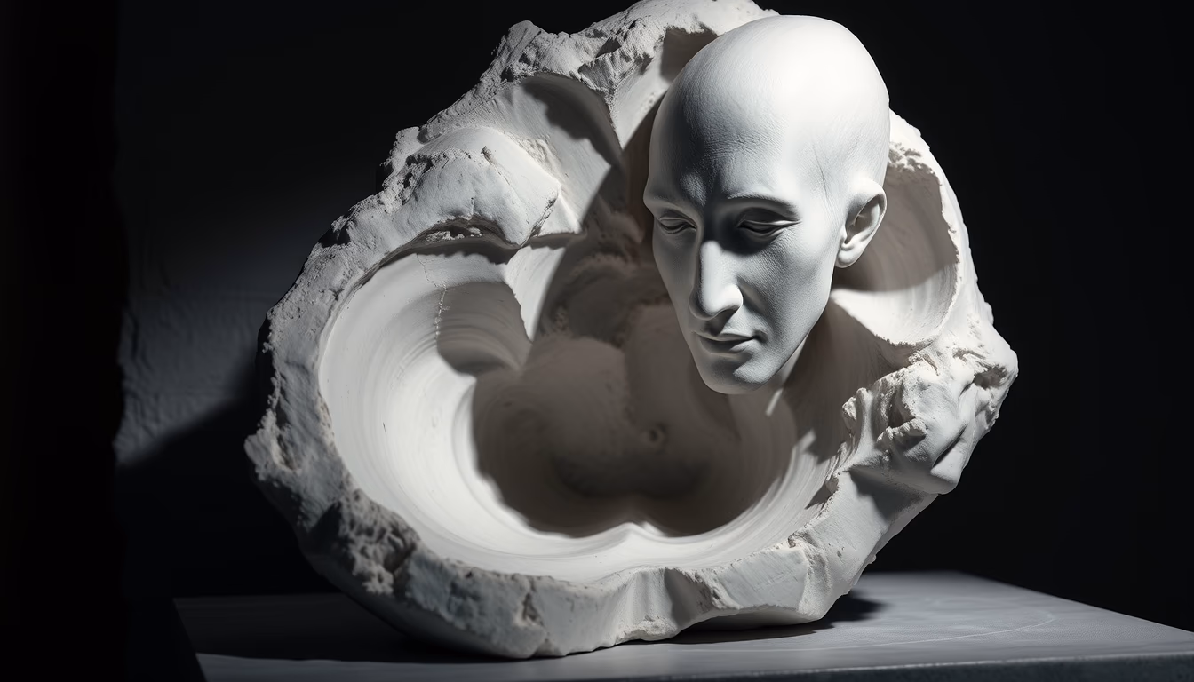 plaster mold sculpture in editorial style