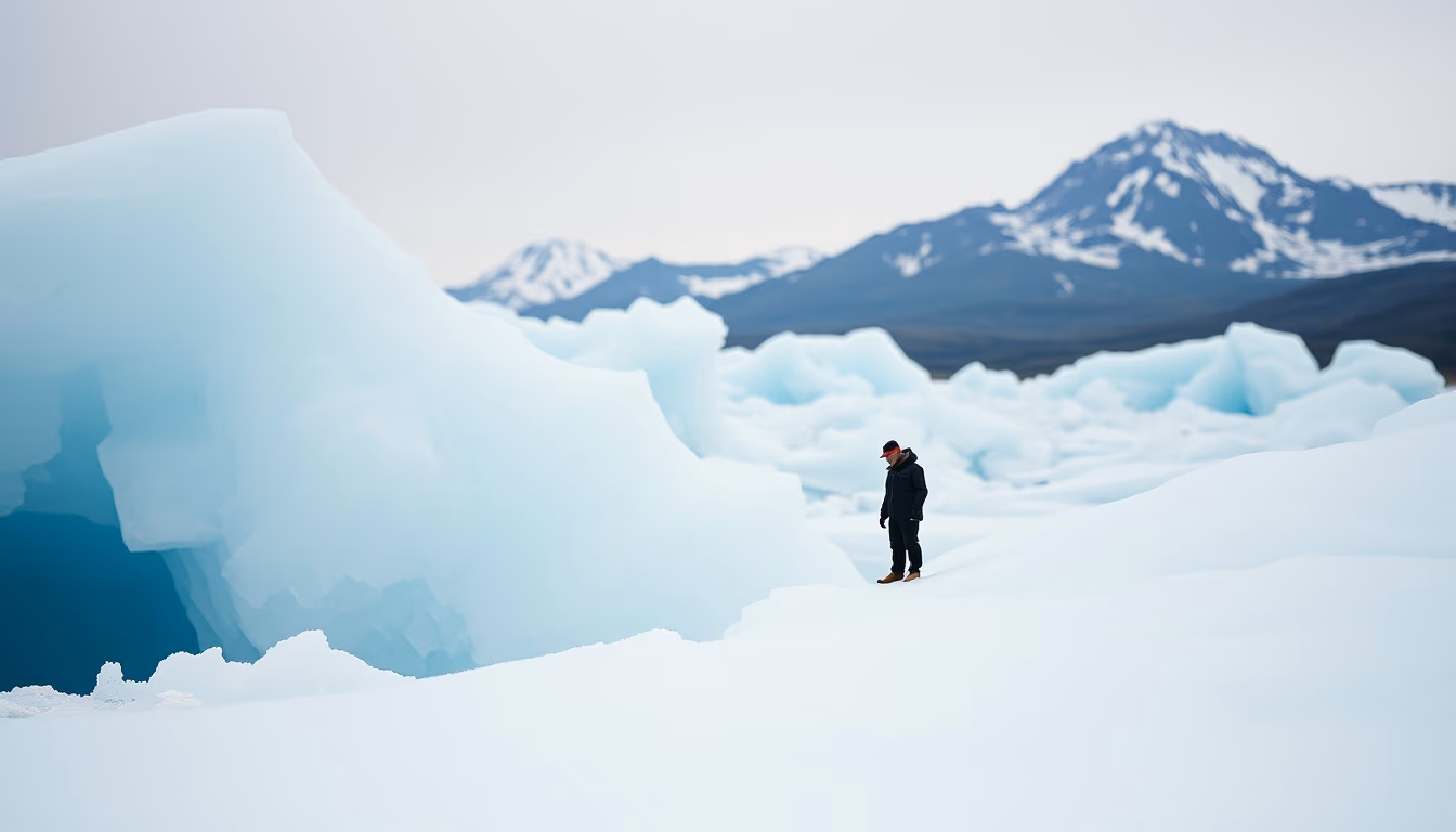 pluto surface ice in editorial style