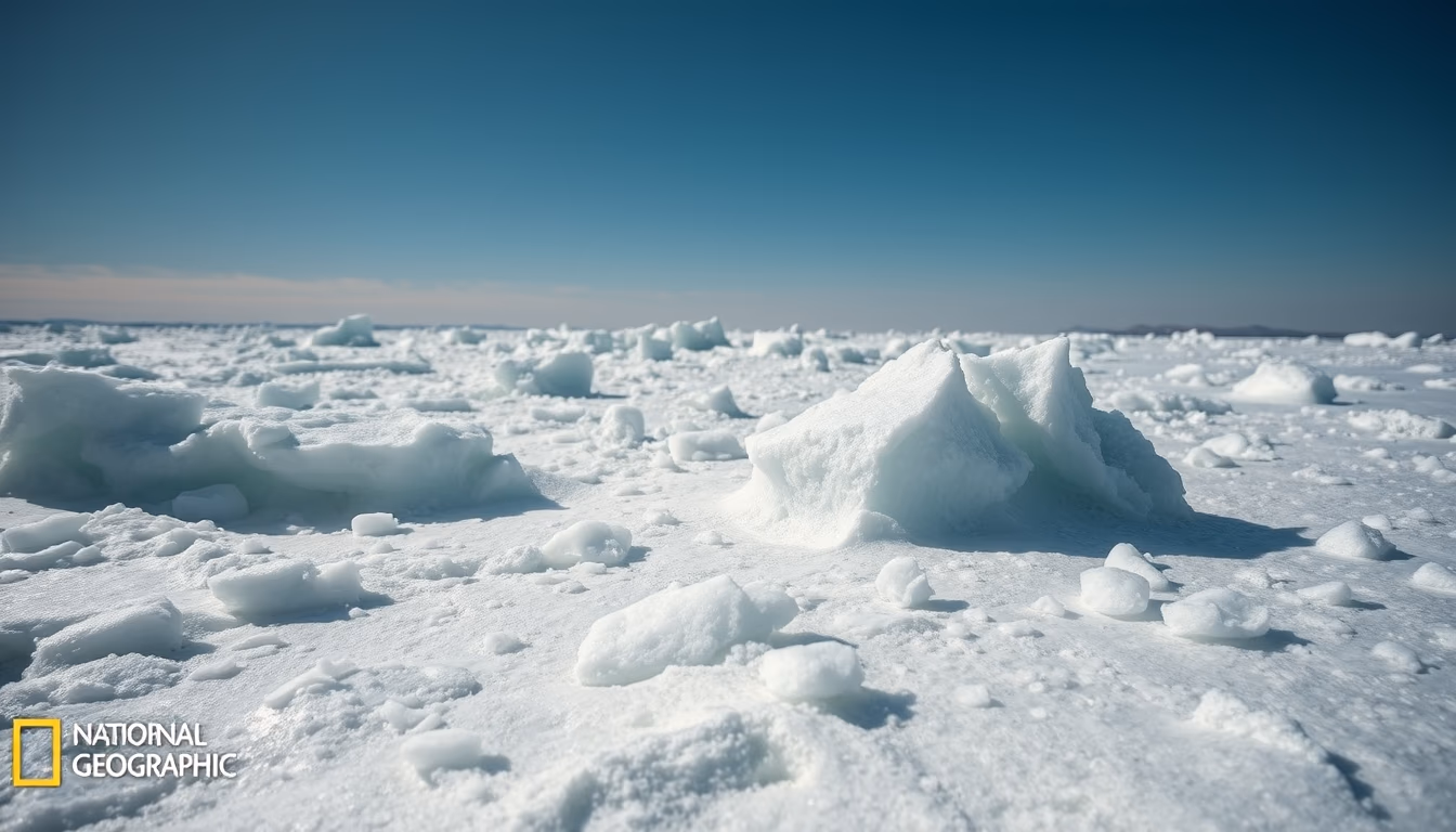 pluto surface ice in editorial style