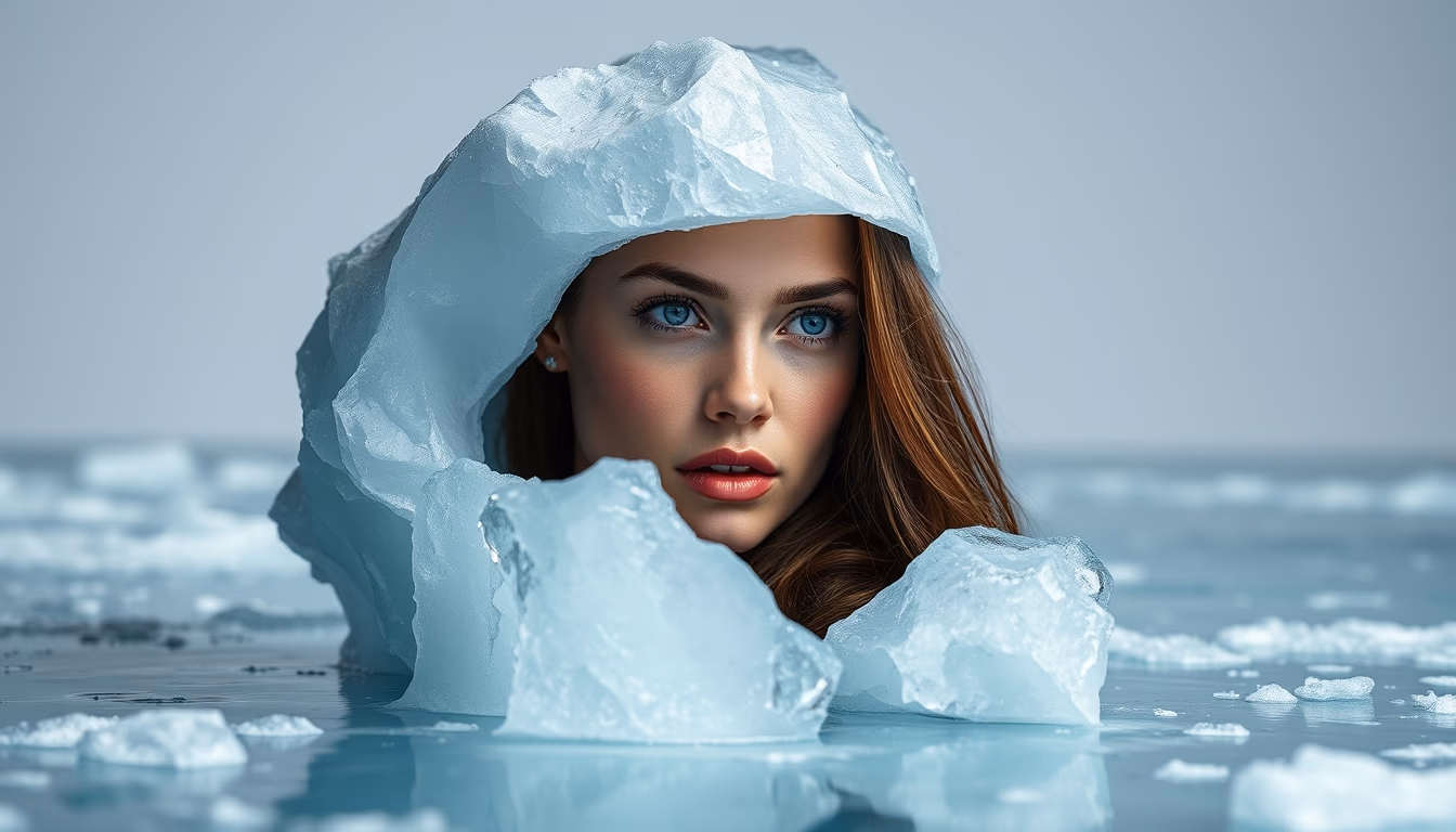 pluto surface ice in editorial style