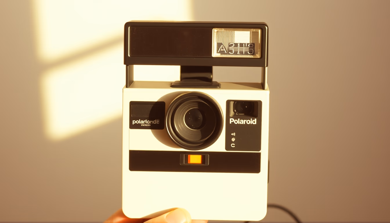 polaroid sx70 retro in editorial style