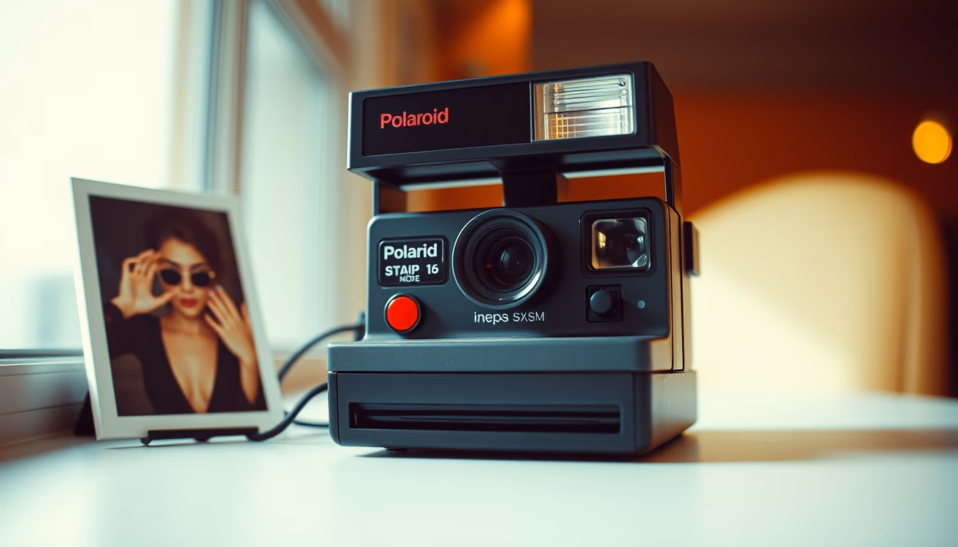 polaroid sx70 retro in editorial style