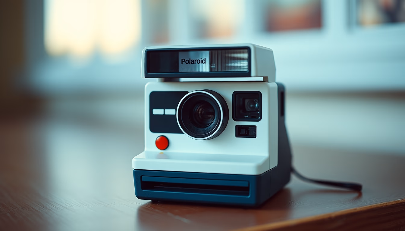 polaroid sx70 retro in editorial style