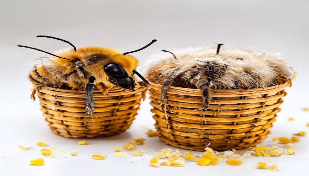 pollen baskets bee leg in editorial style