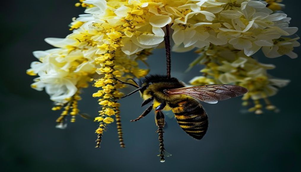 pollen baskets bee leg in editorial style