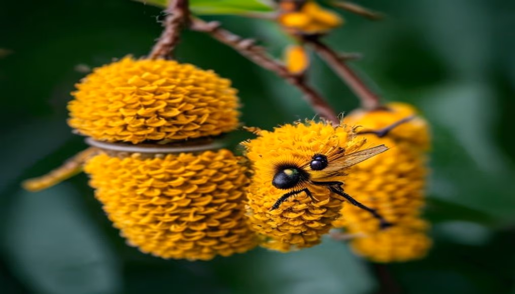 pollen baskets bee leg in editorial style