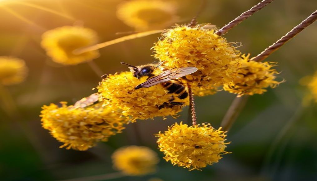 pollen baskets bee leg in editorial style