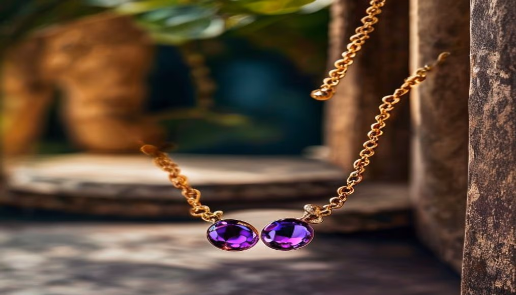 Pomellato nudo necklace amethyst em fotografia editorial de luxo