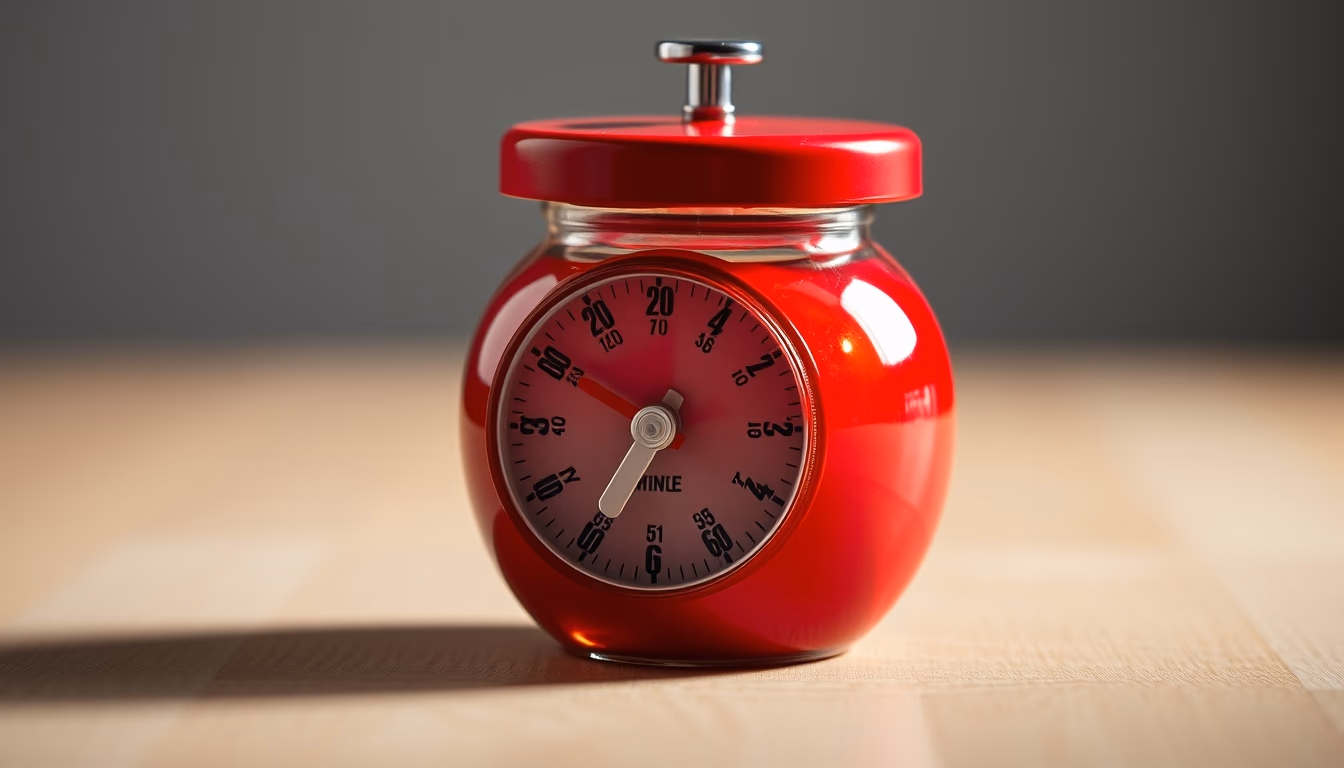 pomodoro timer red in editorial style
