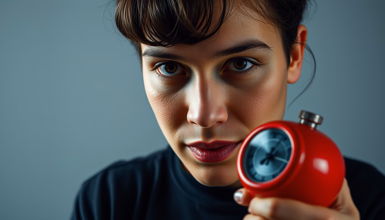 pomodoro timer red in editorial style