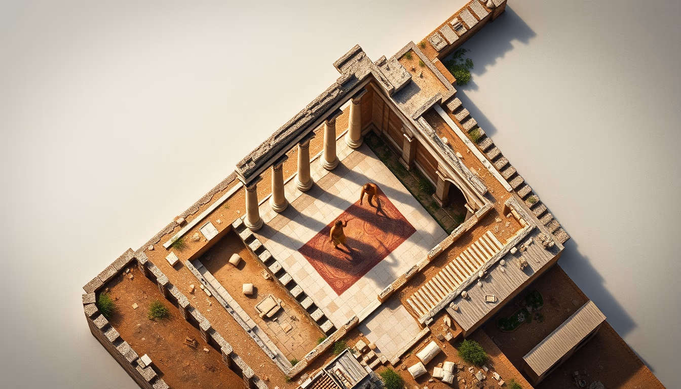 pompeii ruins fresco in editorial style