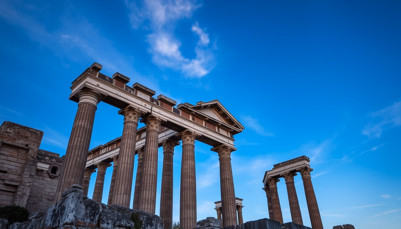 pompeii ruins fresco in editorial style