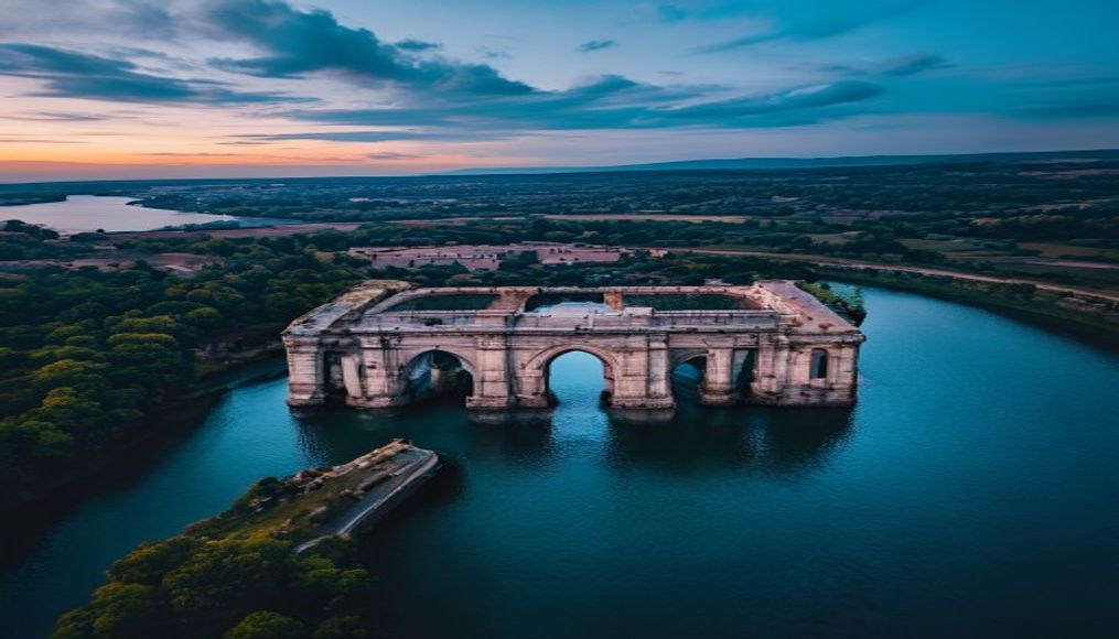 pont du gard roman in editorial style