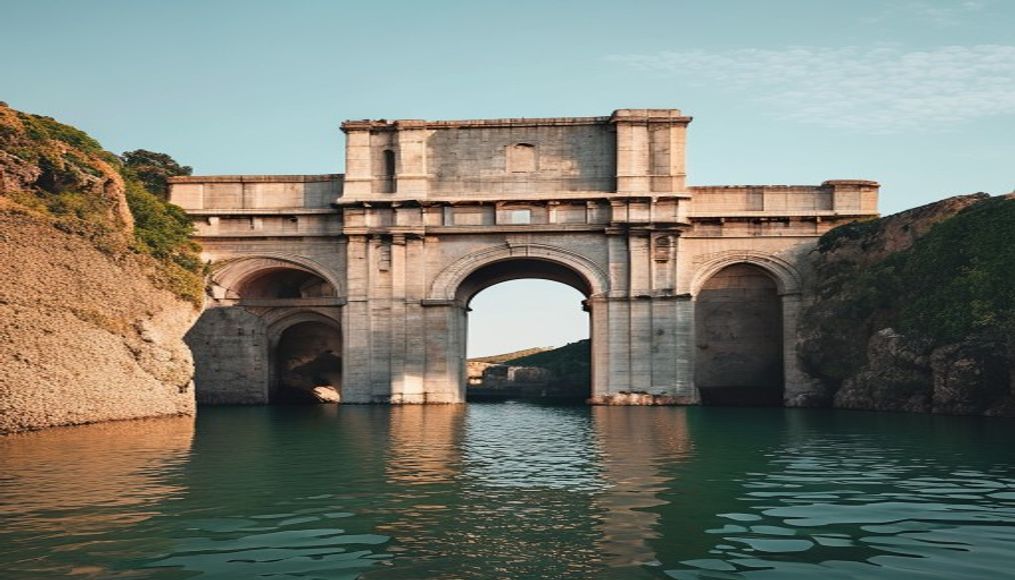 pont du gard roman in editorial style