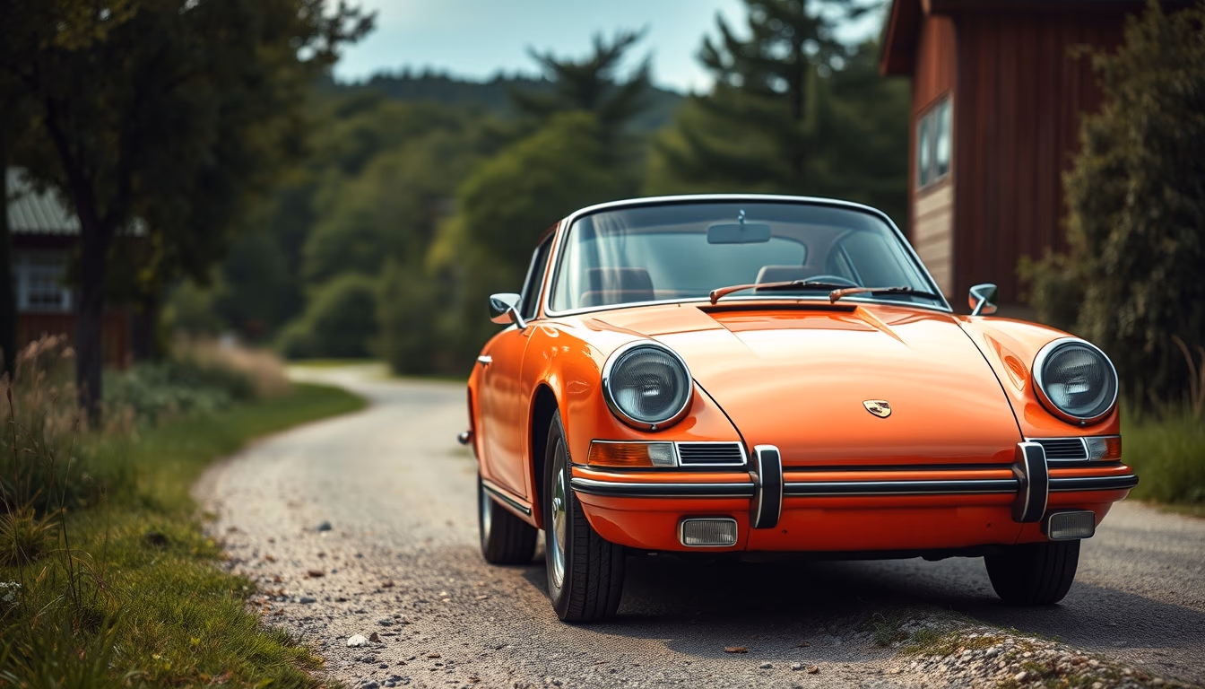 porsche 911 carrera vintage in editorial style