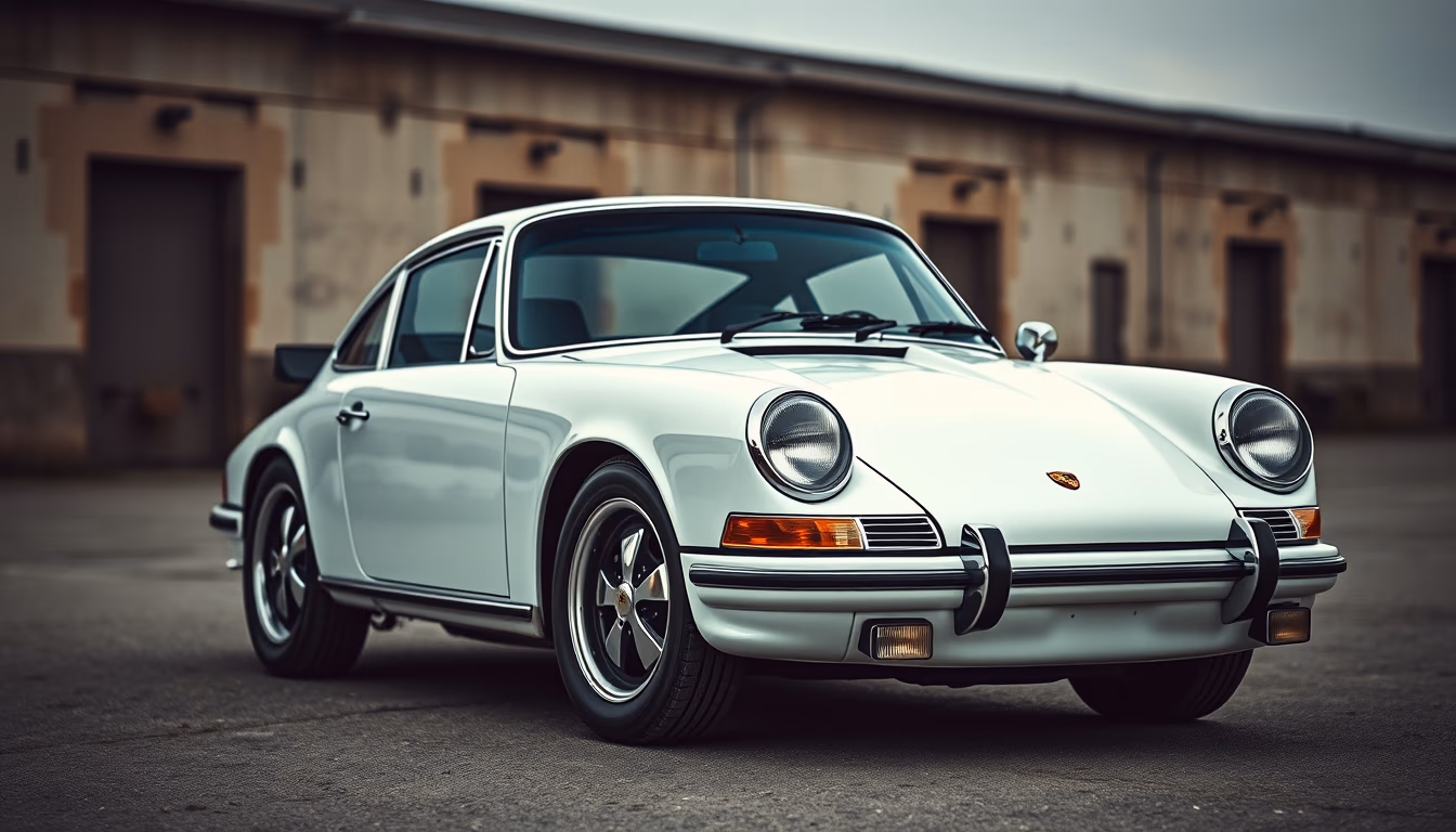 porsche 911 carrera vintage in editorial style