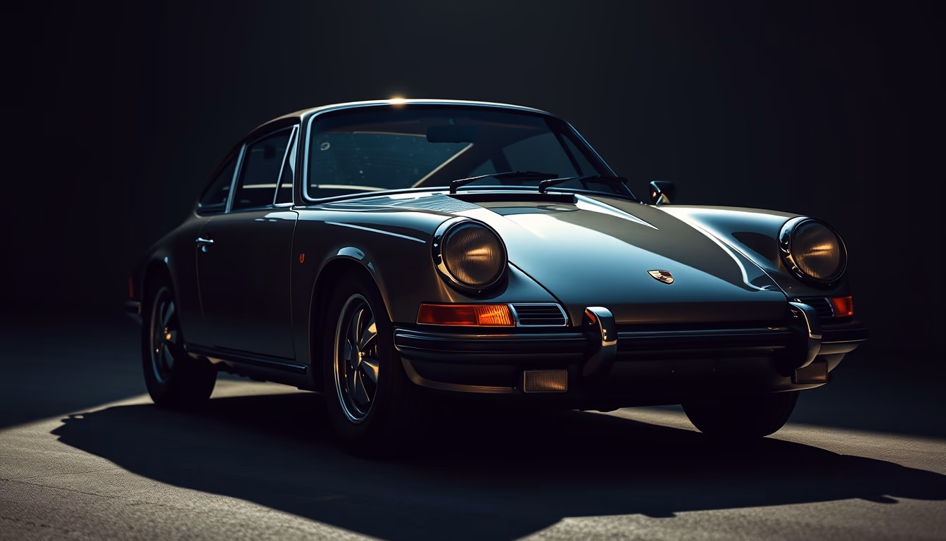 porsche 911 carrera vintage in editorial style