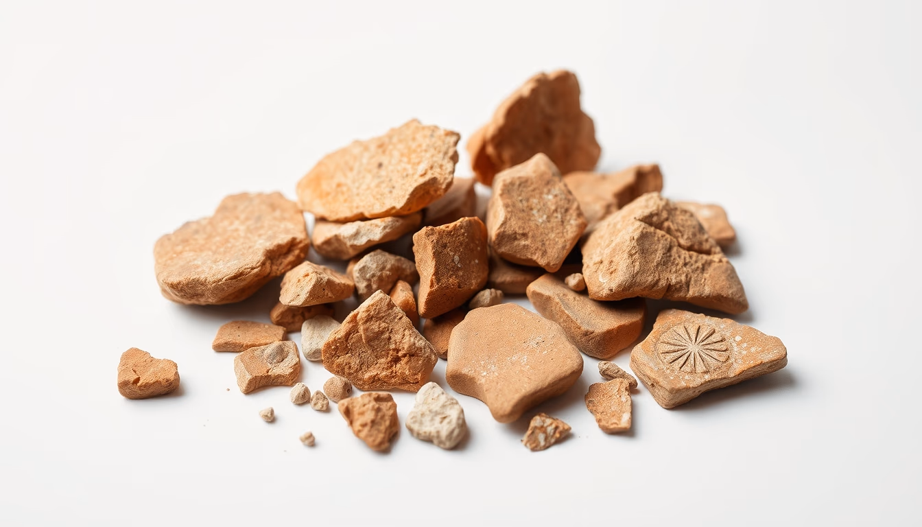 pottery shards ancient in editorial style