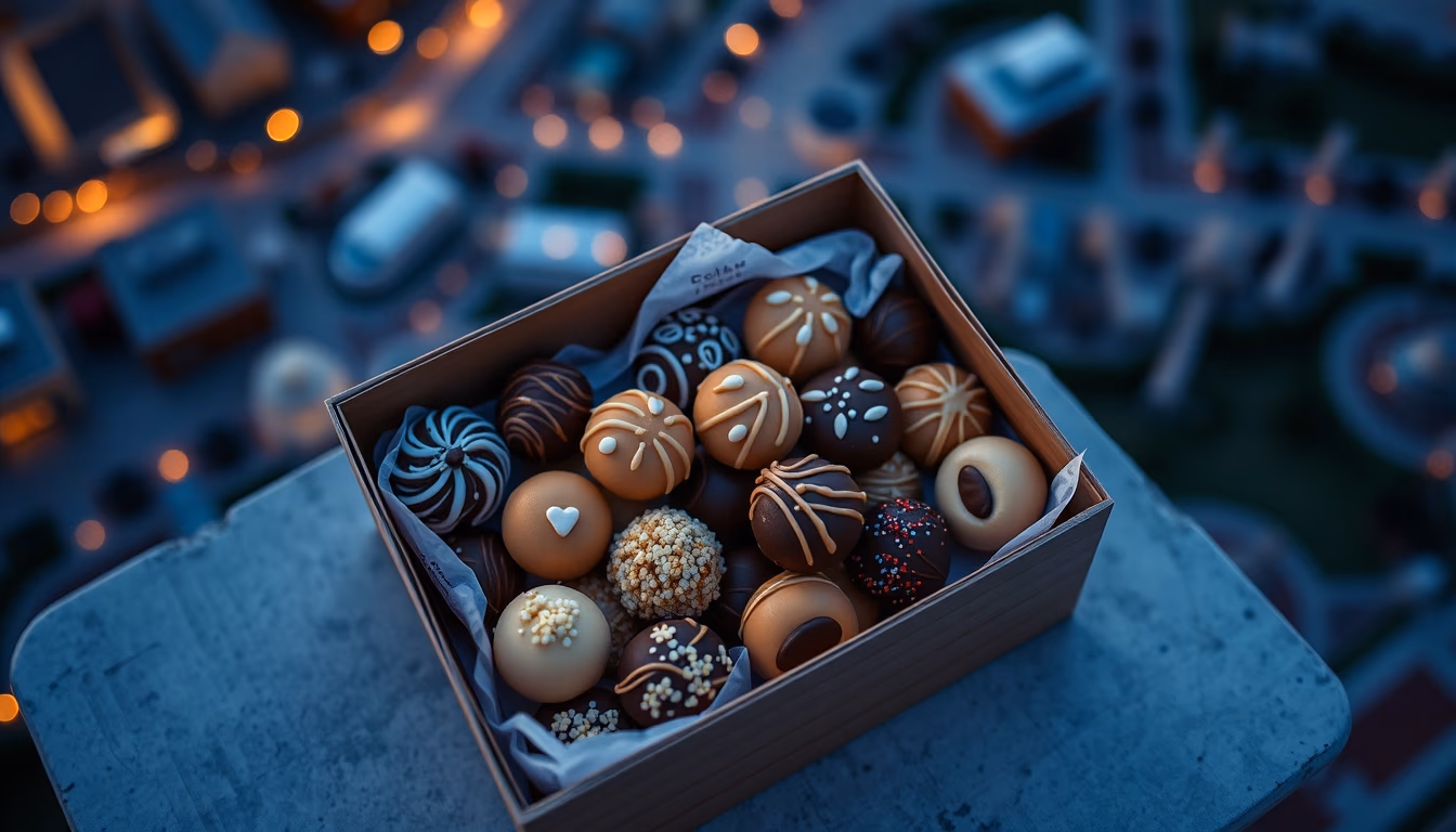pralines assorted box in editorial style