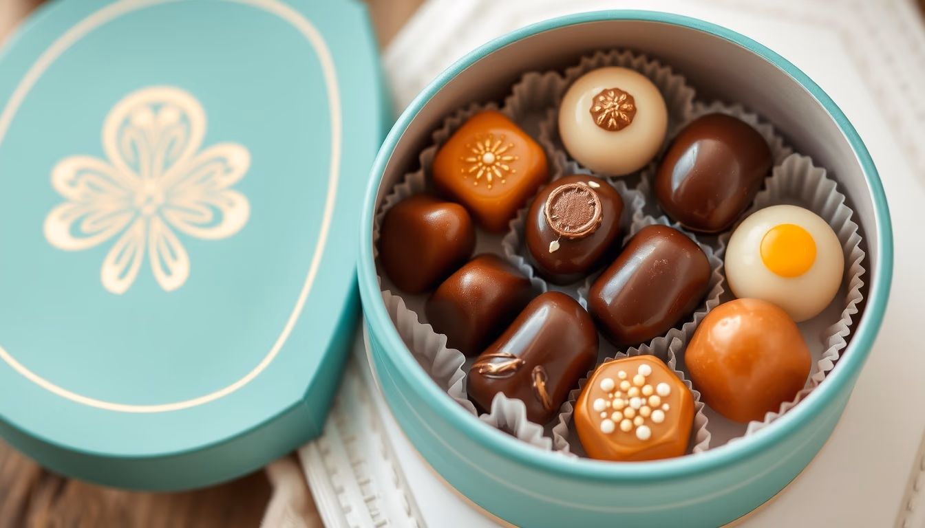 pralines assorted box in editorial style