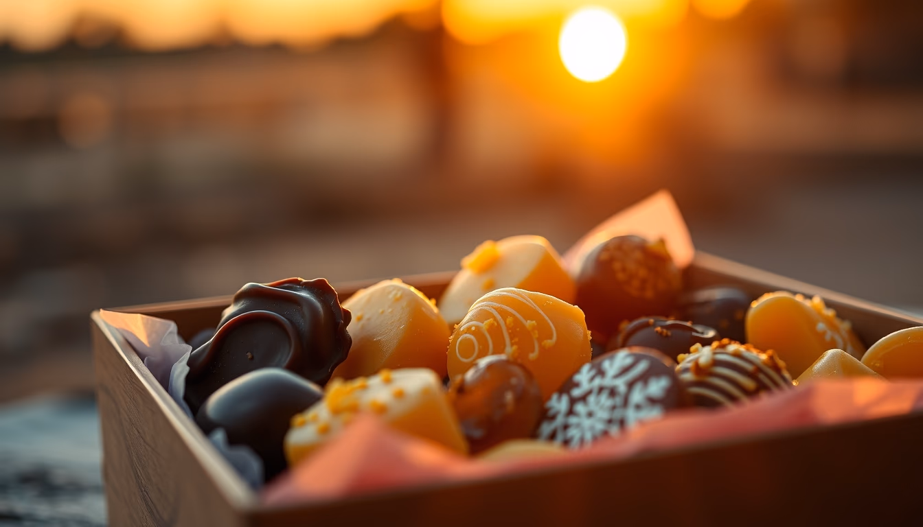 pralines assorted box in editorial style