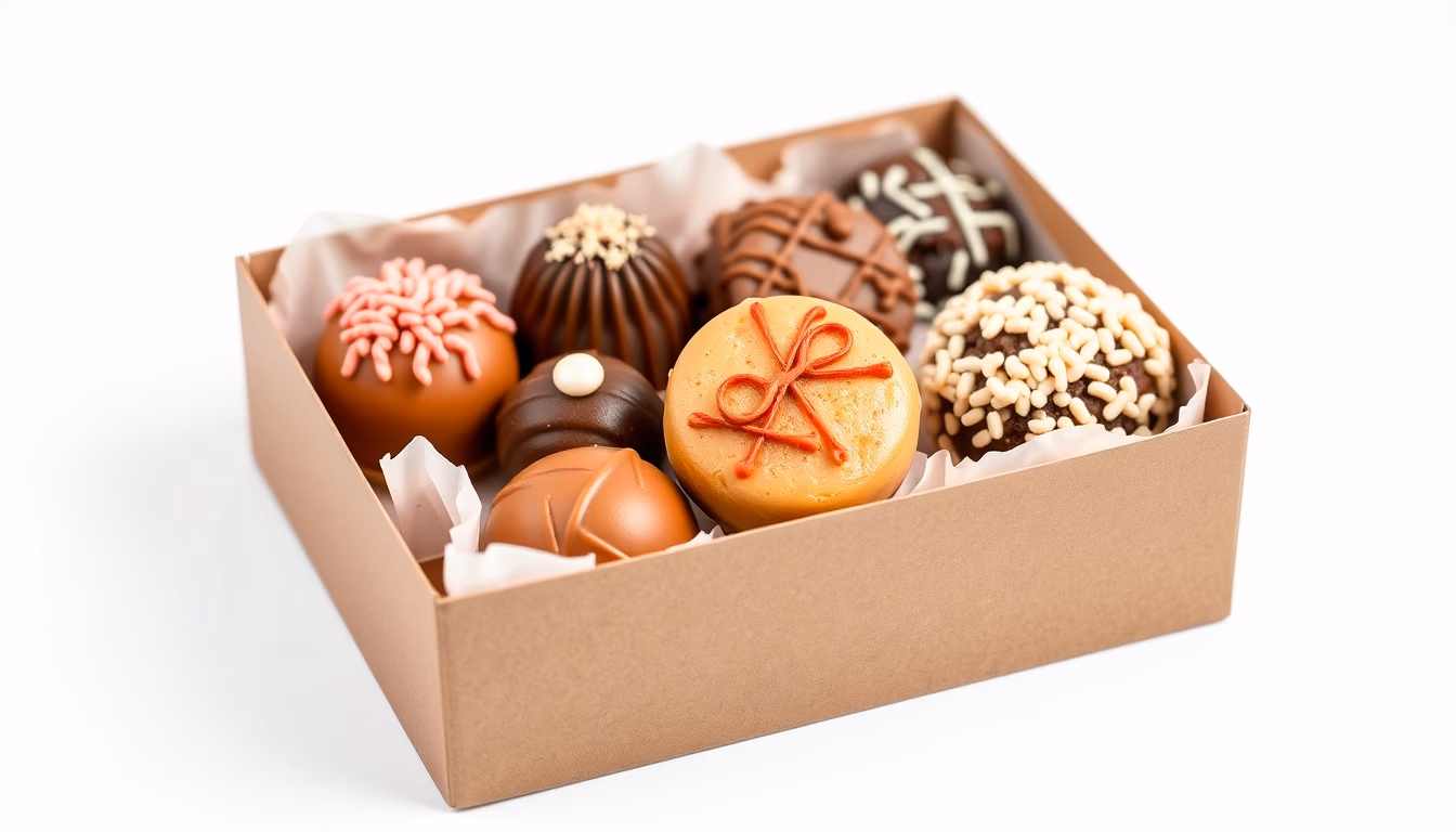 pralines assorted box in editorial style