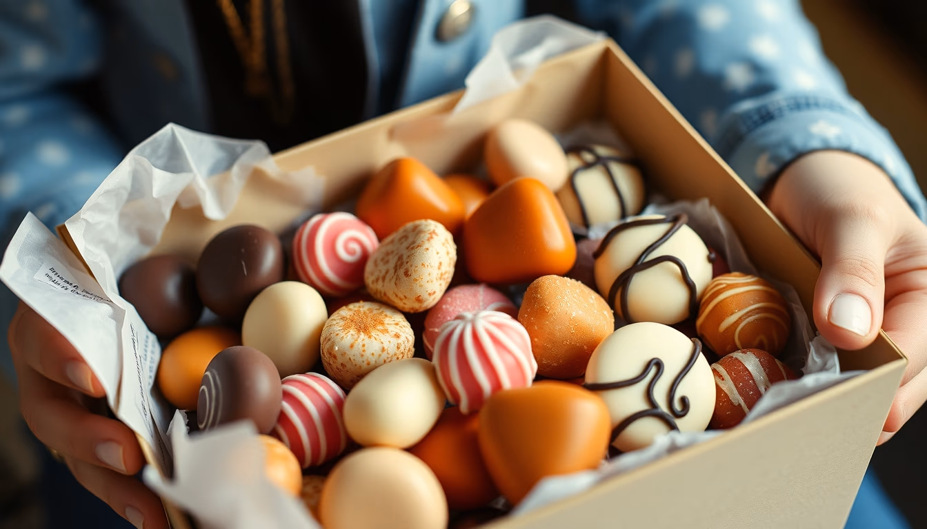 pralines assorted box in editorial style