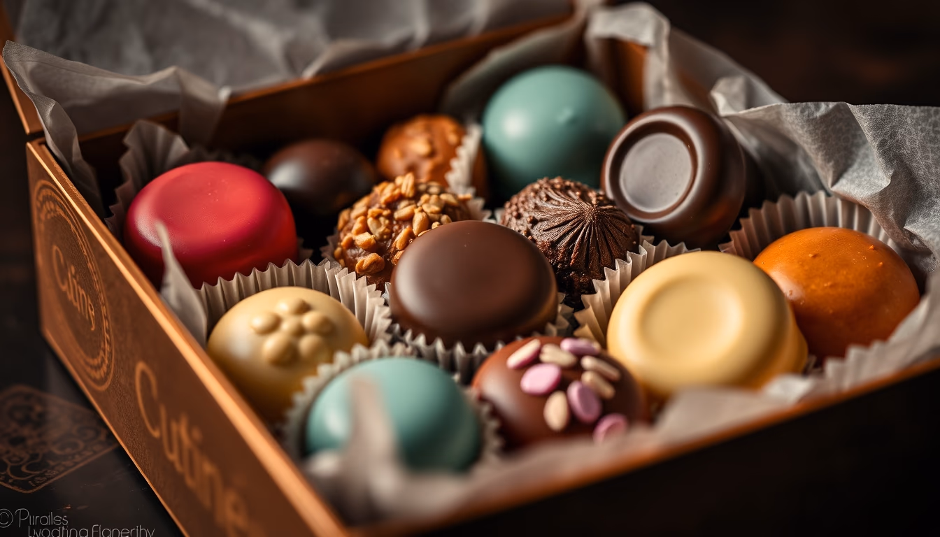 pralines assorted box in editorial style